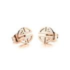 Fashion And Simple Plated Rose Gold Auspicious Symbols 316l Stainless Steel Stud Earrings Rose Gold - One Size