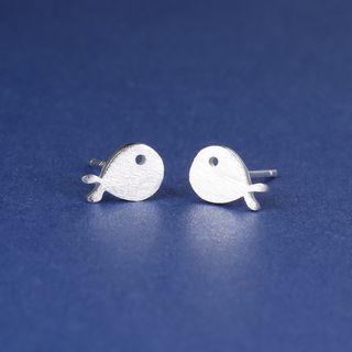 Sterling Silver Perforated Fish Studs