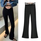Low-rise Cross Strap Plain Flared Pants
