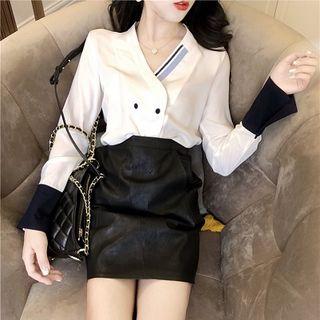 Long-sleeve Double-breasted Top