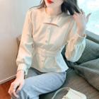 Puff-sleeve Cutout Belted Blouse
