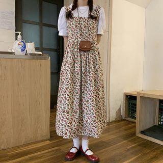 Short-sleeve T-shirt / Printed Midi A-line Jumper Dress