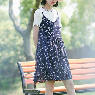 Short-sleeve Knit Top / Strappy A-line Dress