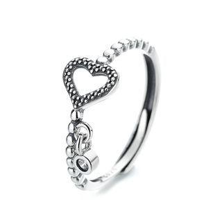 Sterling Silver Cz Hollow Heart Ring 441j - Silver - One Size