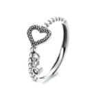 Sterling Silver Cz Hollow Heart Ring 441j - Silver - One Size
