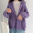 Hooded Zip Cardigan Purple - One Size