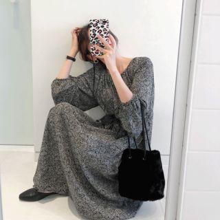 Balloon-sleeve Paisley Maxi Dress With Sash