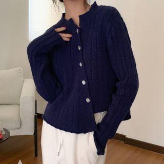 Asymmetrical Cardigan Dark Blue - One Size