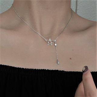 Star Sterling Silver Necklace 1pc - Silver - One Size