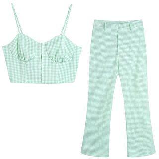 Plaid Cropped Camisole Top / Plaid Pants