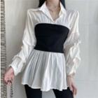 Mock Two Piece Blouse White - One Size