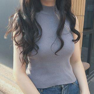Side Zip Mock Neck Knit Tank Top