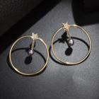 Beaded Hoop Earring 1 Pair - Gold - One Size