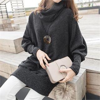 Cowl-neck Dolman-sleeve Long Knit Top
