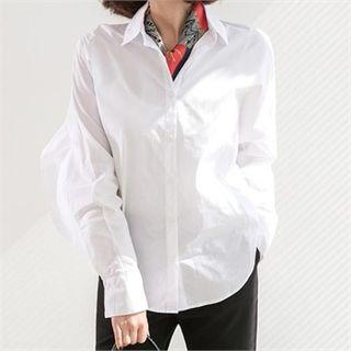 Ruffle-trim Dip-back Shirt