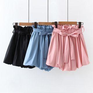 Frill Trim Tie-waist Wide Leg Shorts