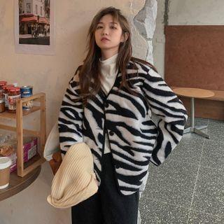 Zebra Button Jacket Zebra - Black & White - One Size