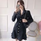 Ruffle Hem Button-up Mini Coat Dress