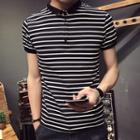 Striped Contrast-trim Polo Shirt