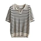 V-neck Two Tone Striped Knit Top