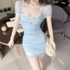 Sheer Short-sleeve Mini Sheath Dress