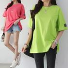 Label-detail Color T-shirt