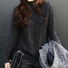 Mock-neck Cable-knit Sweater