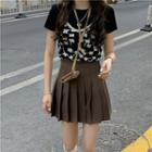 Short-sleeve T-shirt / Pleated Skirt / Camisole Top