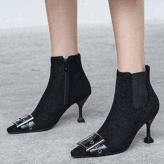 Buckled High-heel Chelsea Ankle Boots