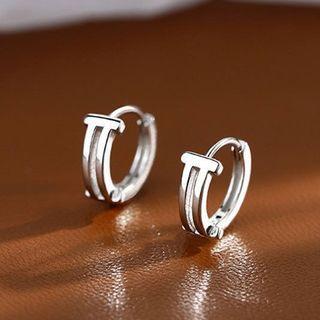 Layered Hoop Earring 1 Pair - Silver - One Size