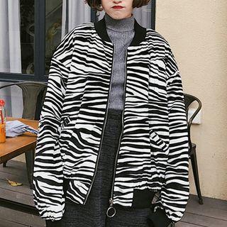 Zebra Print Bomber Jacket