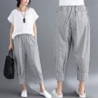 Pinstriped Cropped Loose Fit Pants