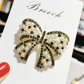 Rhinestone Bow Brooch As Shown In Figure - One Size