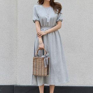 Raglan-sleeve Band-waist Dress