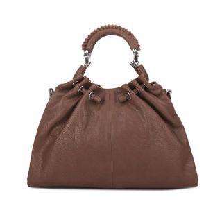 Drawstring-detail Satchel Brown - One Size