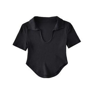 Short-sleeve Slim Fit Cropped Polo Shirt