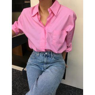 Patch-pocket Color Shirt