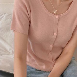 Scallop-edge Crop Cardigan