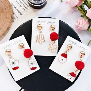 Non-matching Alloy Christmas Bobble Dangle Earring