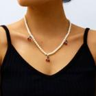 Cherry Faux Pearl Necklace 1 Pc - 3122 - White Gold - One Size