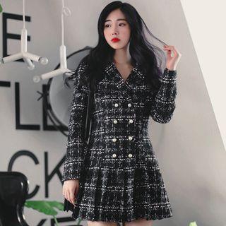Tweed Long-sleeve Mini A-line Dress