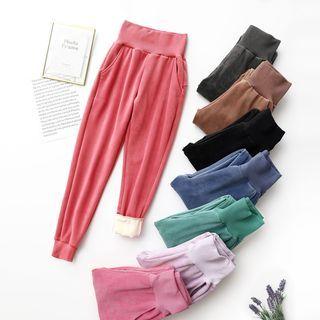 High-waist Fleece-lined Harem Sweatpants