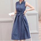 Sleeveless Linen A-line Midi Dress
