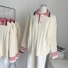 Polo Sweater Pink & White - One Size