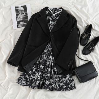 Single Breasted Coat / Floral A-line Dress