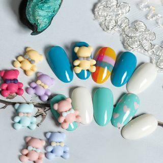 Bear Nail Art Decoration Blue & Green & Red - One Size