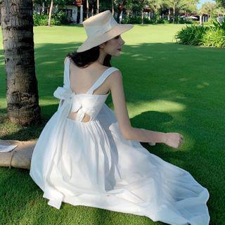 Wide Strap Bow Back Midi Sundress