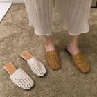 Faux Leather Perforated Mules