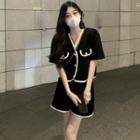 Elbow-sleeve Single-breasted Jacket / Shorts