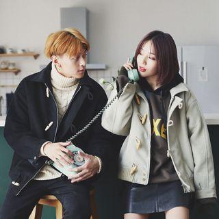 Lettering Print Couple Matching Bomber Jacket